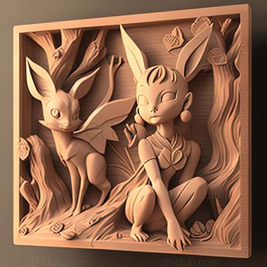 3D model Espeon Not Included Eifie and Sakura Enju City Once Aga (STL)